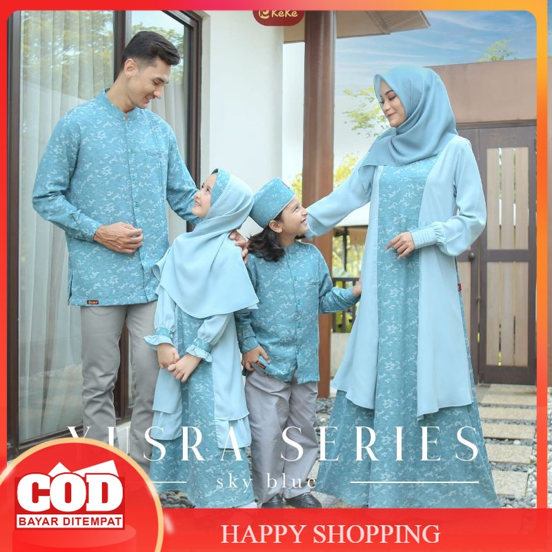 SARIMBIT KELUARGA KEKE  YUSRA SERIES SKY BLUE| FAMILY SET TERBARU LEBARAN 2022 | FAMSET KEKINIAN BUS