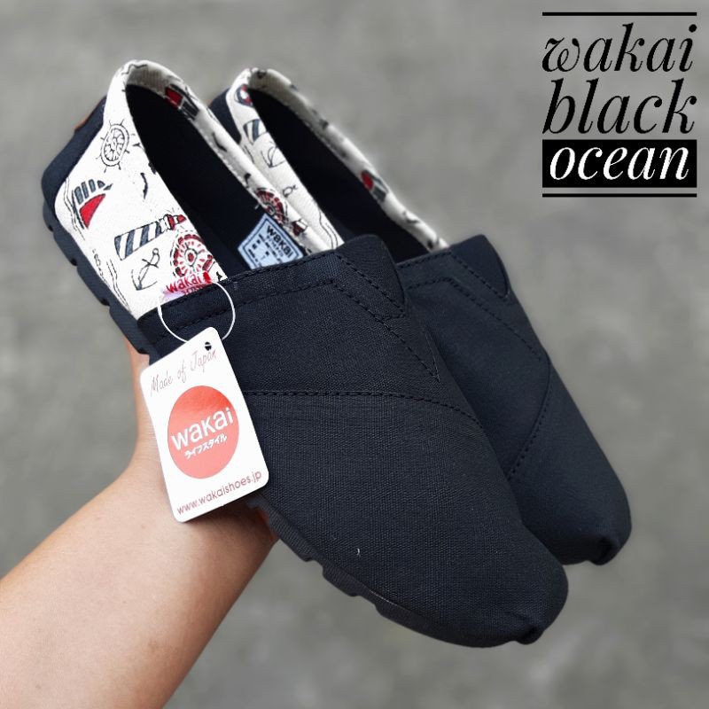 WAKAI motif limited edition sol karet pria wanita GRADE ORI-Black ocean
