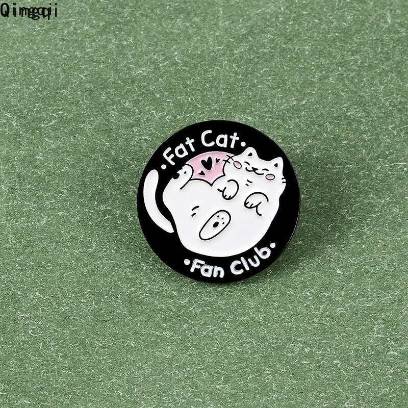 Bros Pin Enamel Bentuk Kucing Gemuk Bulat Untuk Anak