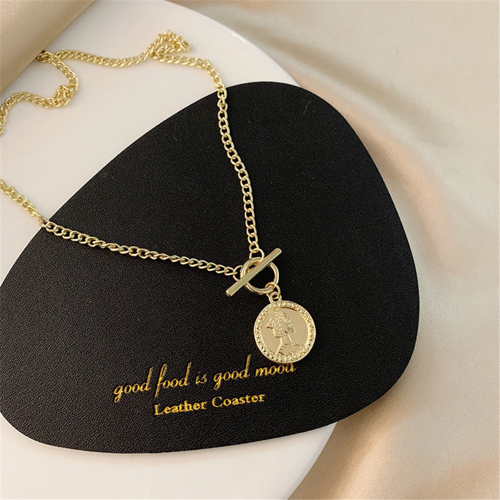 【COD Tangding】Korea Fashion Style Design Sense Coin Pendant Necklace Women Fashion Jeweller Gift