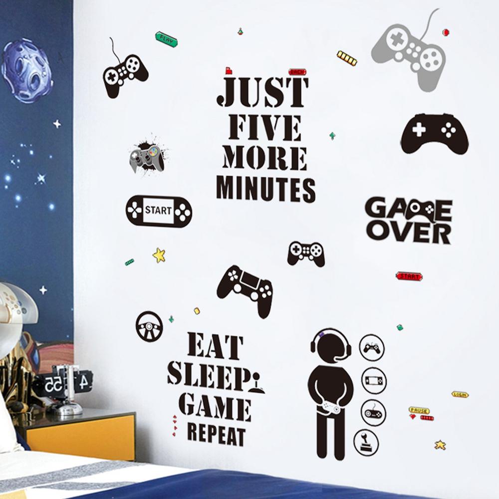 【 ELEGANT 】 Gamer Wall Sticker Party Removable for Bedroom Video Children Game Room Gaming Controller Playroom Decor