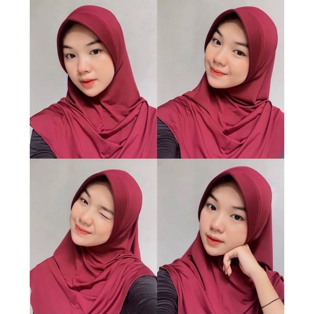 Hijab Sport Ped Tebal Bergo Hamidah Jersey Menutup Dada / Jilbab Olahraga Menutup Dada