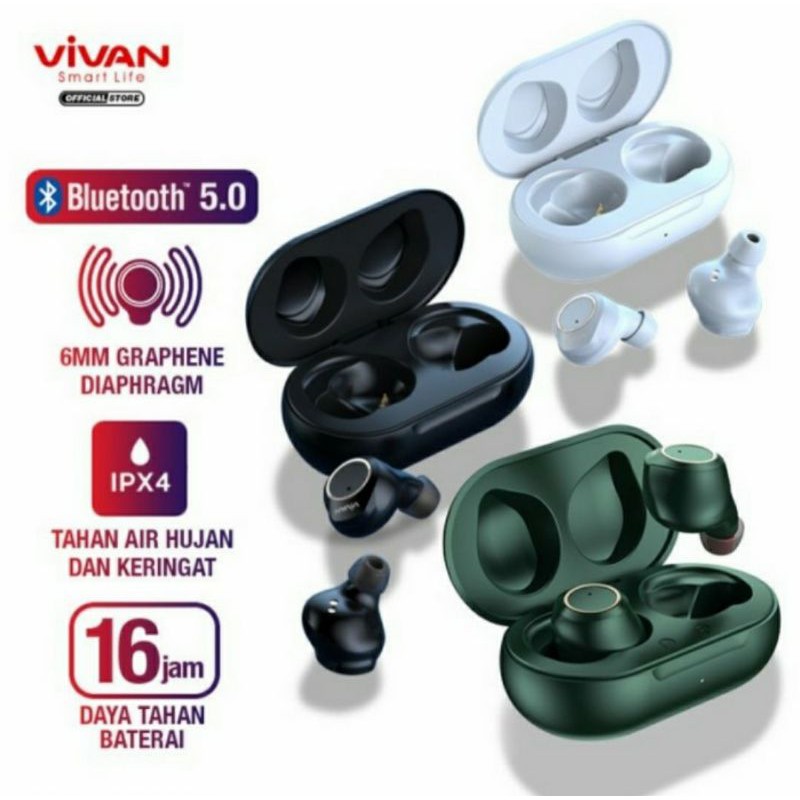 WIRELESS BLUETOOTH HEADSET VIVAN EARBUDS CHARGING CASE LIBERTY TS100S