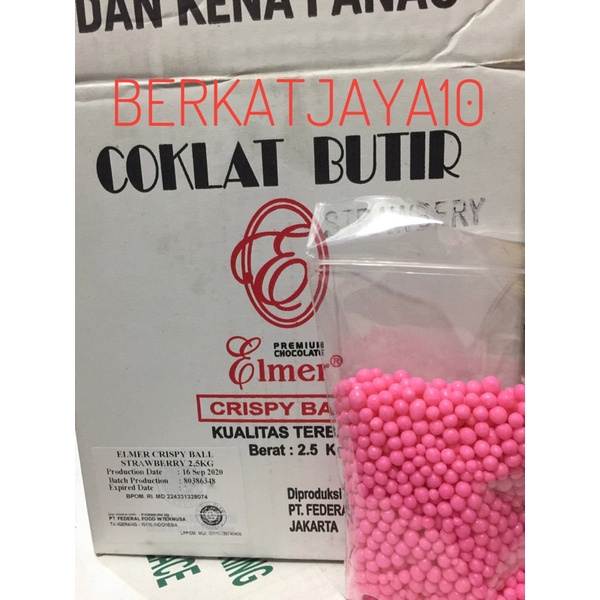 Caviar Crispy Balls Elmer Coklat Renyah Pink Merah Muda repack 150gr