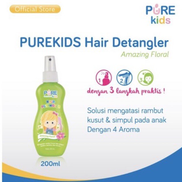 Pure Kids Hair Detangler 200ml - Pure Kids Anti Rambut Kusut Anak