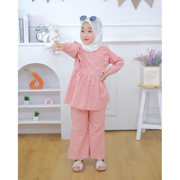 Terlaris Setelan Muslim Anak Oneset Anak Ghania Oneset Korea untuk anak 3-5 tahun