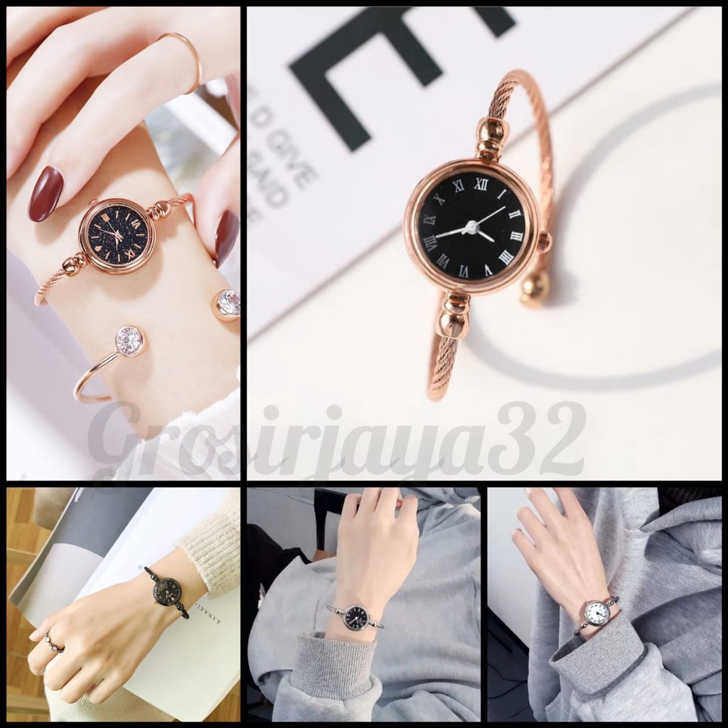 Jam Tangan Kecil Wanita Analog Dial Bulat Model Gelang Fashion Wanita