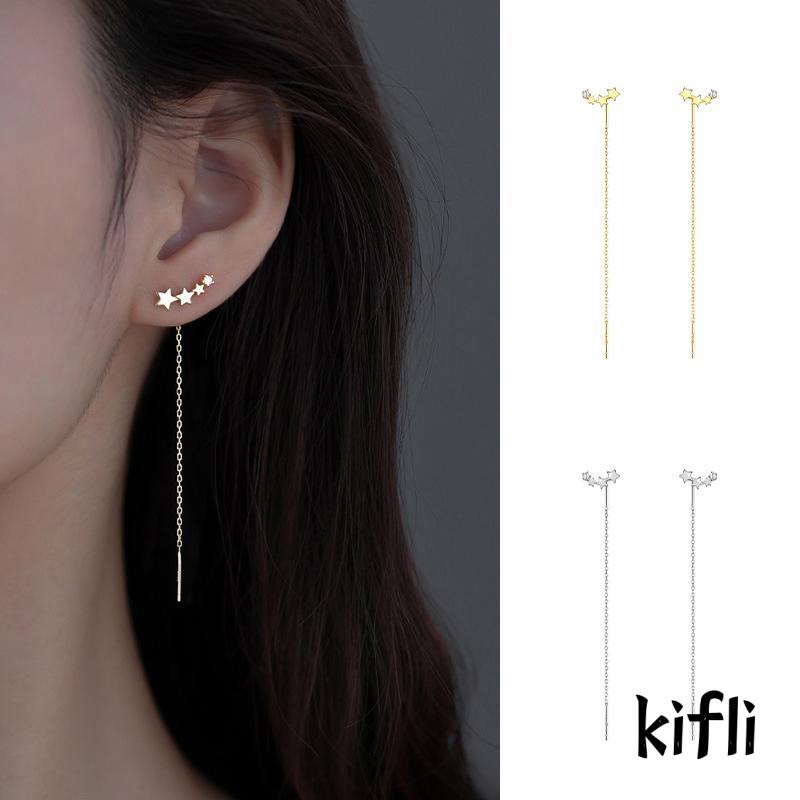 Anting Gantung Panjang Model Rantai Rumbai + Bintang Untuk Wanita (KD)