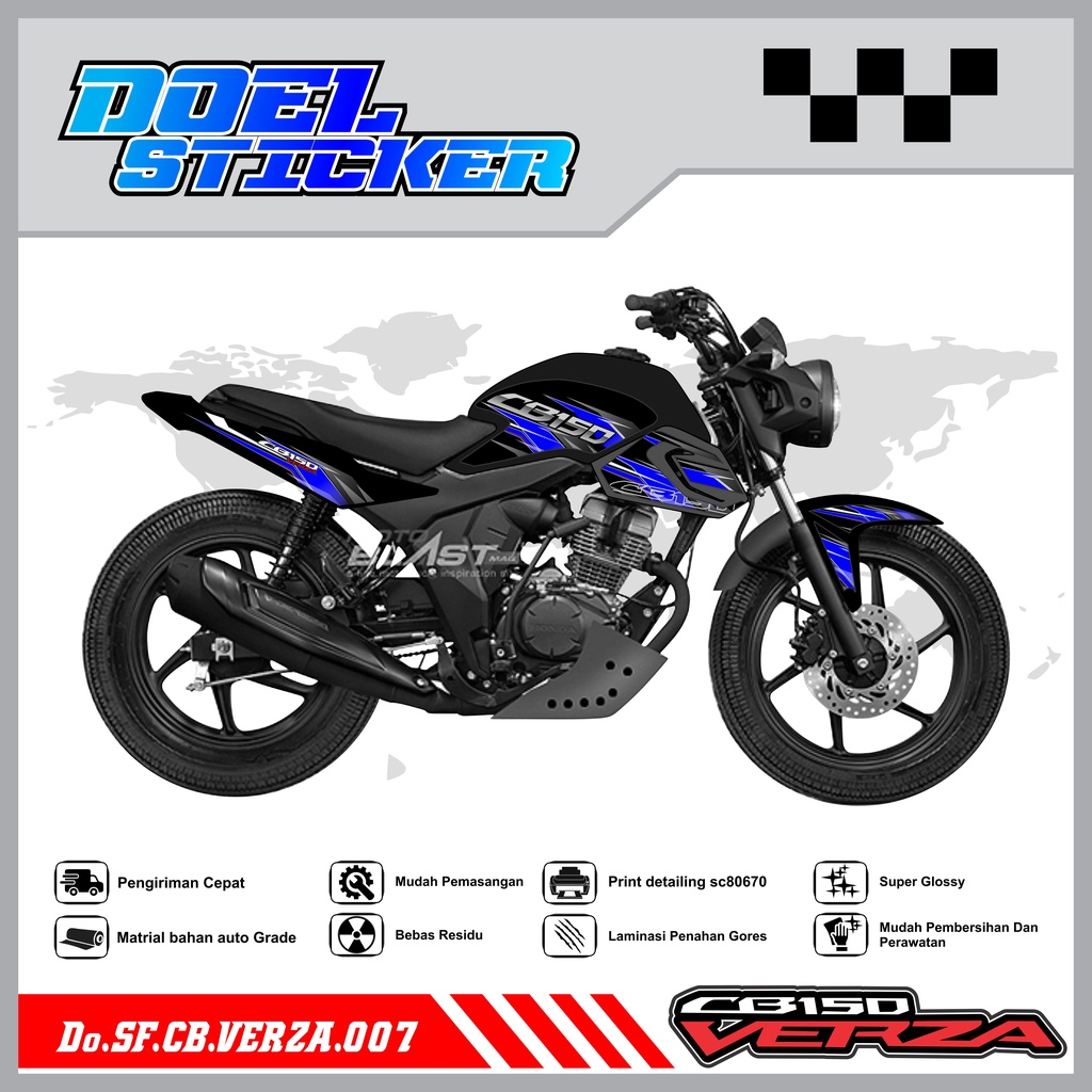 STICKER STRIPING CB VERZA 150 - STICKER STRIPING LIST VARIASI HOLOGRAM , CROME CB VERZA 150 DOEL 007