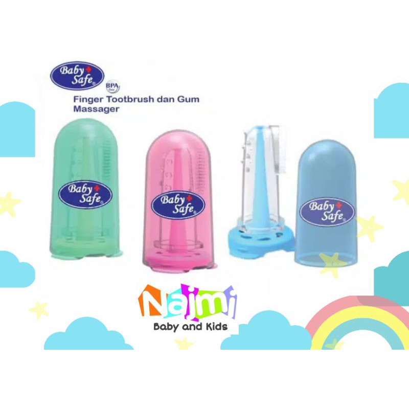 TB002 Baby Safe Finger Toothbrush with Rack / Sikat gigi jari babysafe