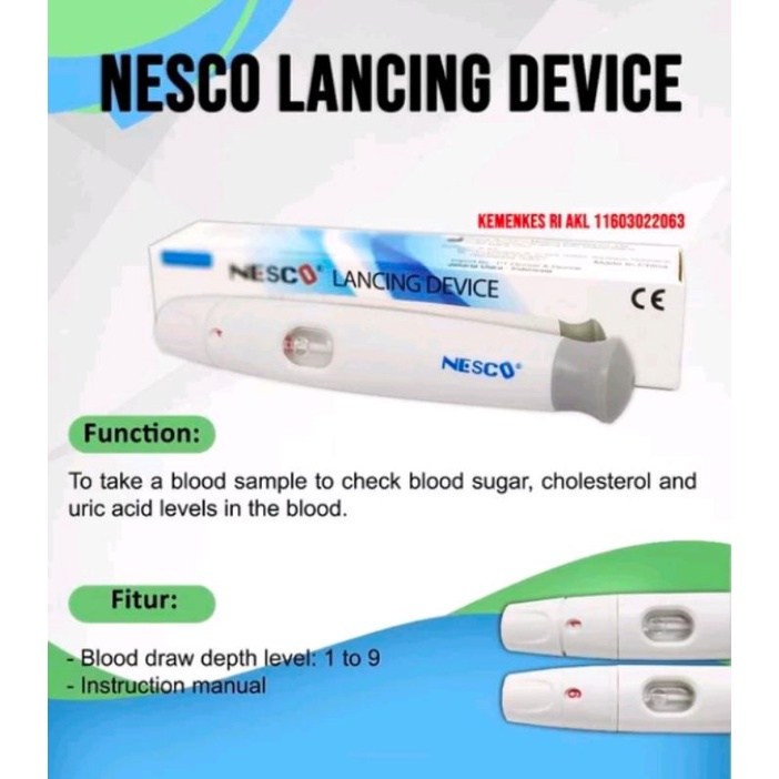 Lancing Device Pen Lancet Original Nesco Alat Tembak Sample Cek Gula Darah dan Pena Bekam