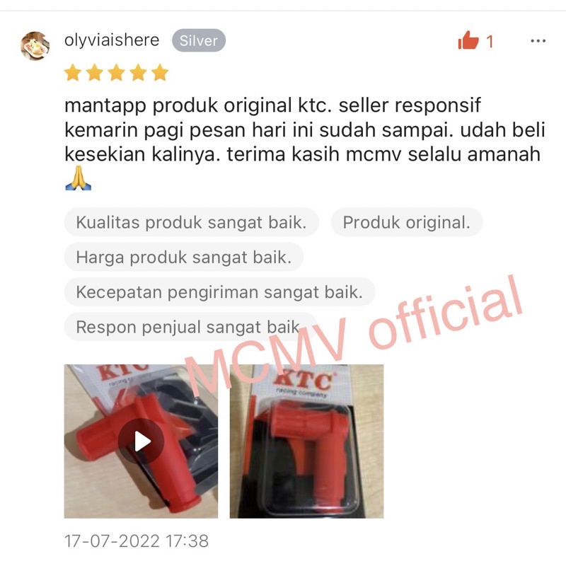 COP / KOP BUSI KTC ORIGINAL BEBEK MATIK UNIVERSAL / dop kepala cangklong tutup busi ktc racing ori motor Bebek Matic grand supra karisma mio fino max aerox lexi beat vario scoopy tiger megapro glpro win fizr vega rx king ninja laki