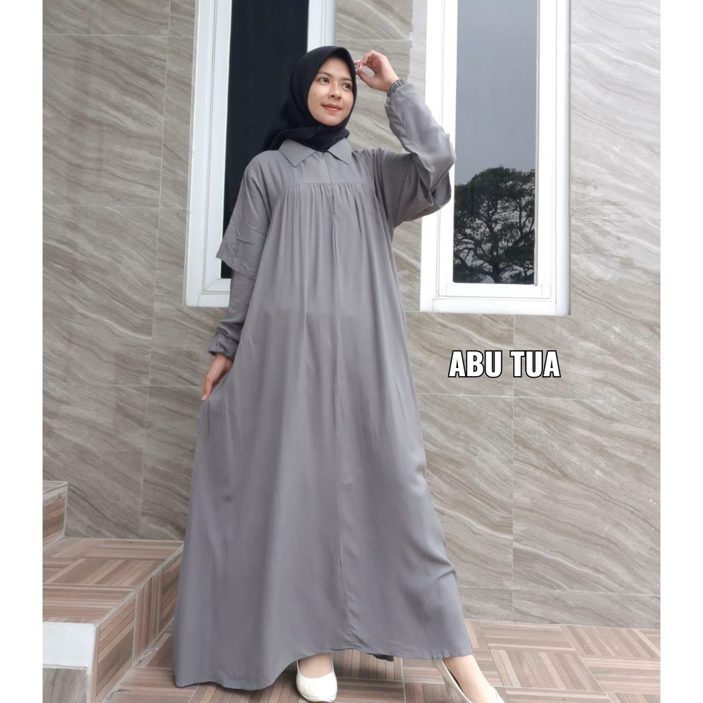 Gamis Polos Rayon Babydoll Krah/ Gamis Rayon Premium