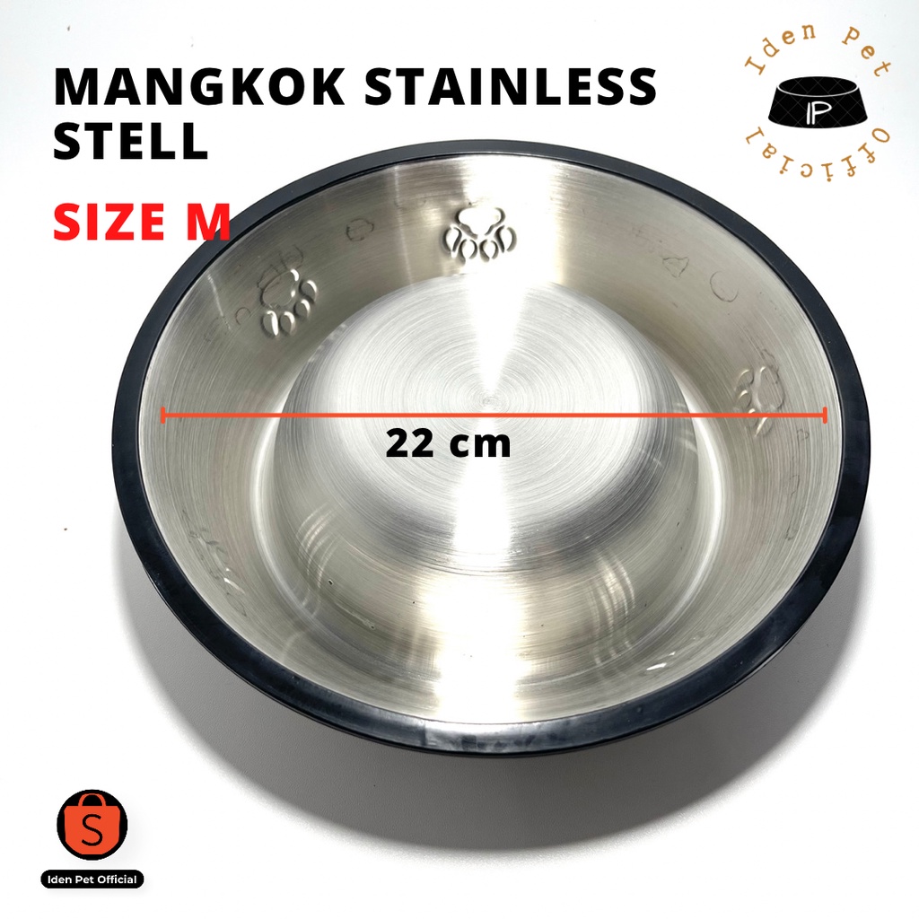 Mangkok Tempat Makan Minum Anjing Kucing Stainless Steel Pet Bowl Wadah Stainles Anti Selip