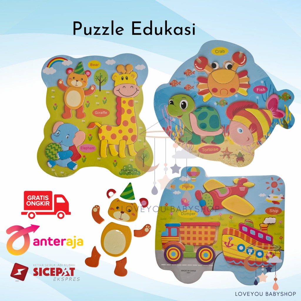 Puzzle Edukasi, Puzzle Hewan, Puzzle Binatang, Puzzle Transportasi