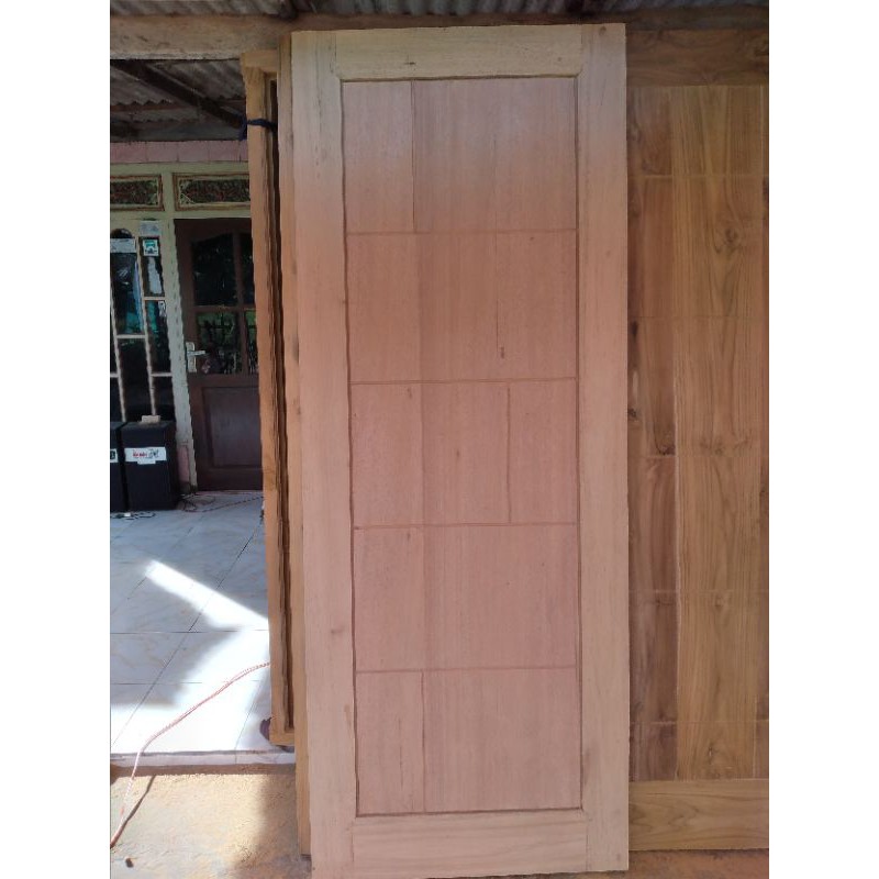 daun pintu kamar + kusen kayu meranti