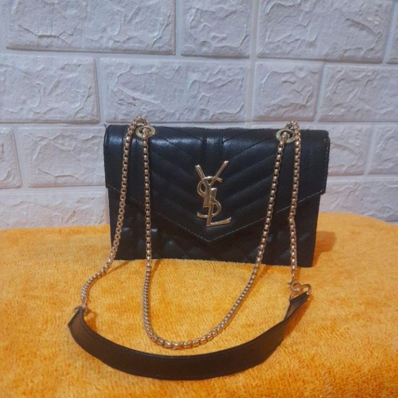 Tas selempang wanita hitam rantai emas BY001