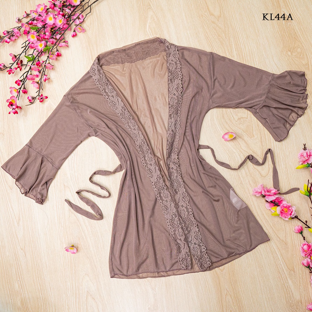 [PALING MURAH] KIMONO LINGERIE BAJU TIDUR WANITA DEWASA LACE NUDE KL44A