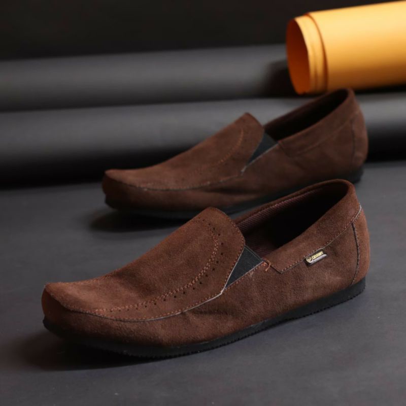 bungkusuku jester - Sepatu Kasual Pria Slip On Casual Kulit Suede Slop Santai Kerja Formal Modern Trendi