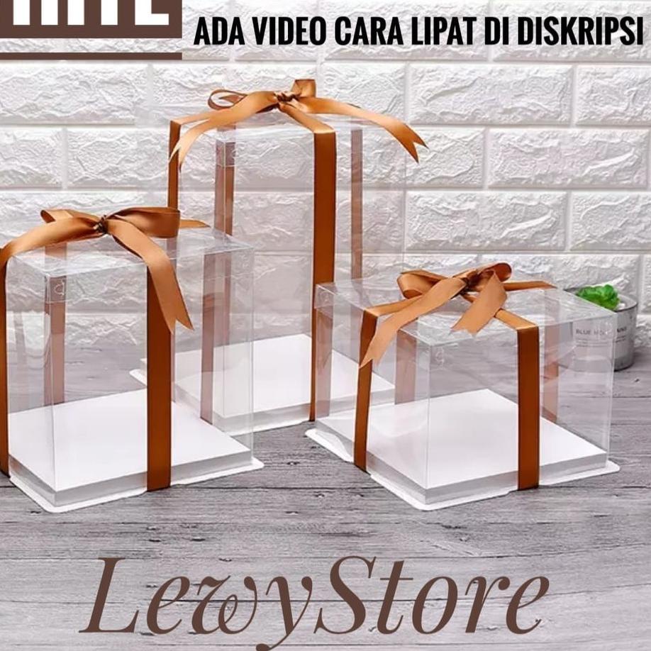 

[PROMO ZVY67] Cake Box Mika Dus Kue Kotak Kue 22x22 cm Tutup Transparant PET Laris