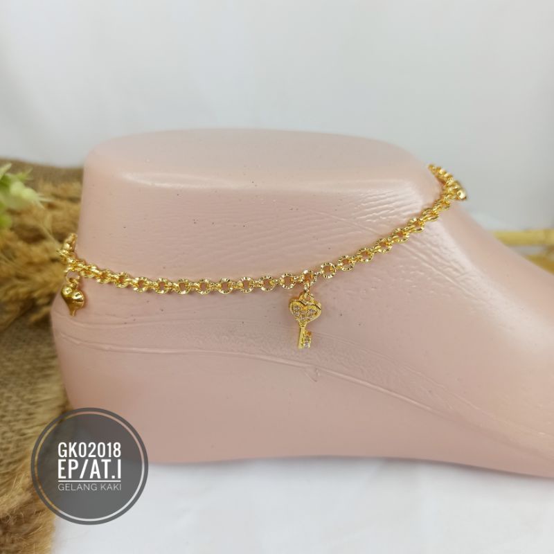 Gelang Kaki Rantai Nori Kunci Gold GK02018