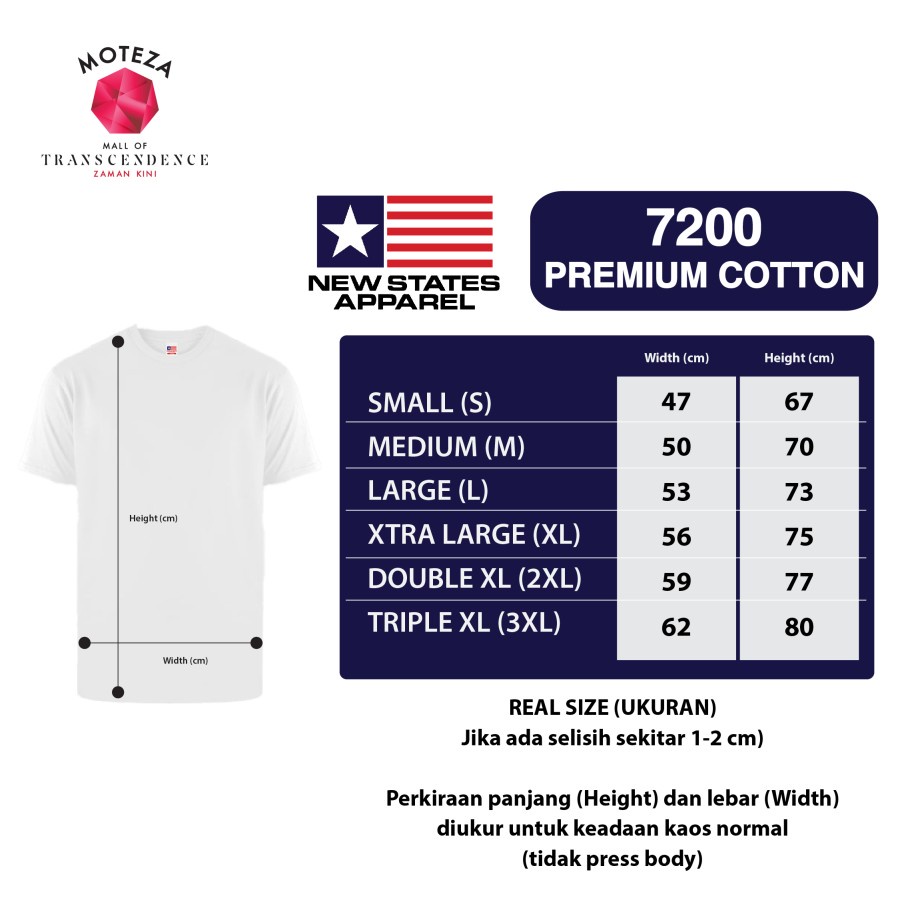 Kaos Polos Combed 24s - NSA Premium Cotton 7200 - 3XL XXXL - WHITE / PUTIH - GROSIR