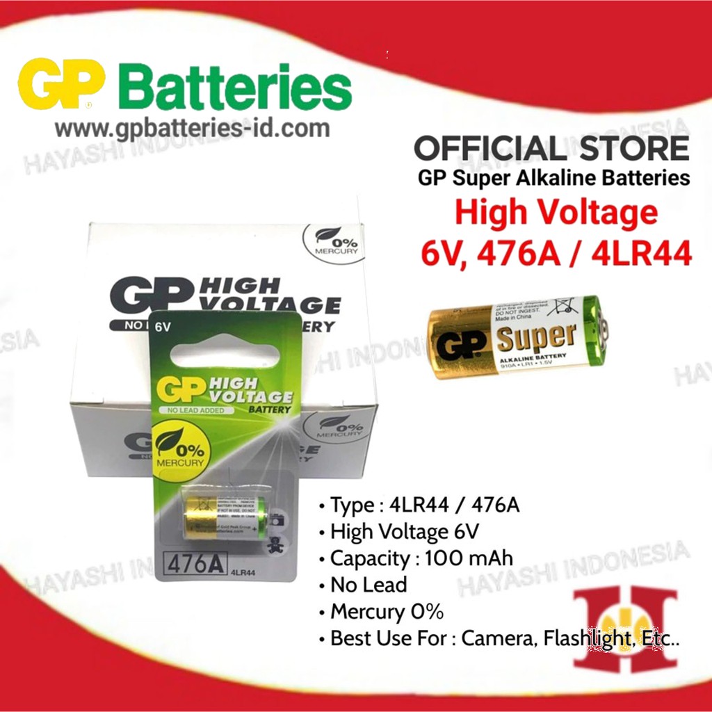 Baterai 476A 4LR44 6V Alkaline GP Original