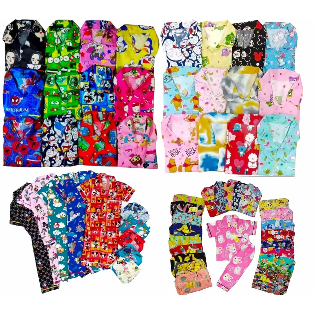 PIYAMA ANAK/ BAJU TIDUR ANAK MOTIF KARAKTER RANDOM COWOK CEWEK 1-10 TH