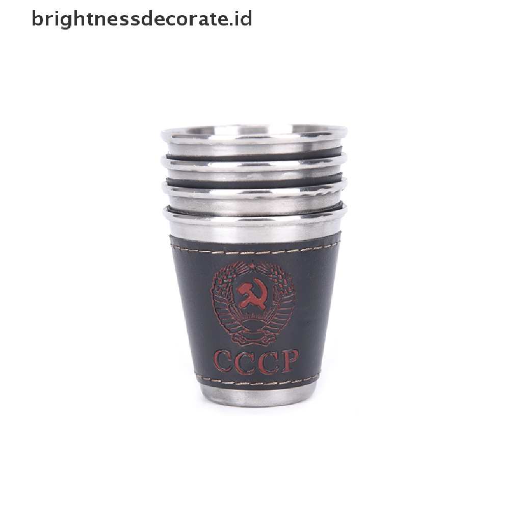 [birth] 4pcs/lot 70ml Outdoor Camping Cups Set Picnic Supplies Stainless Steel Wine Cup  [ID]