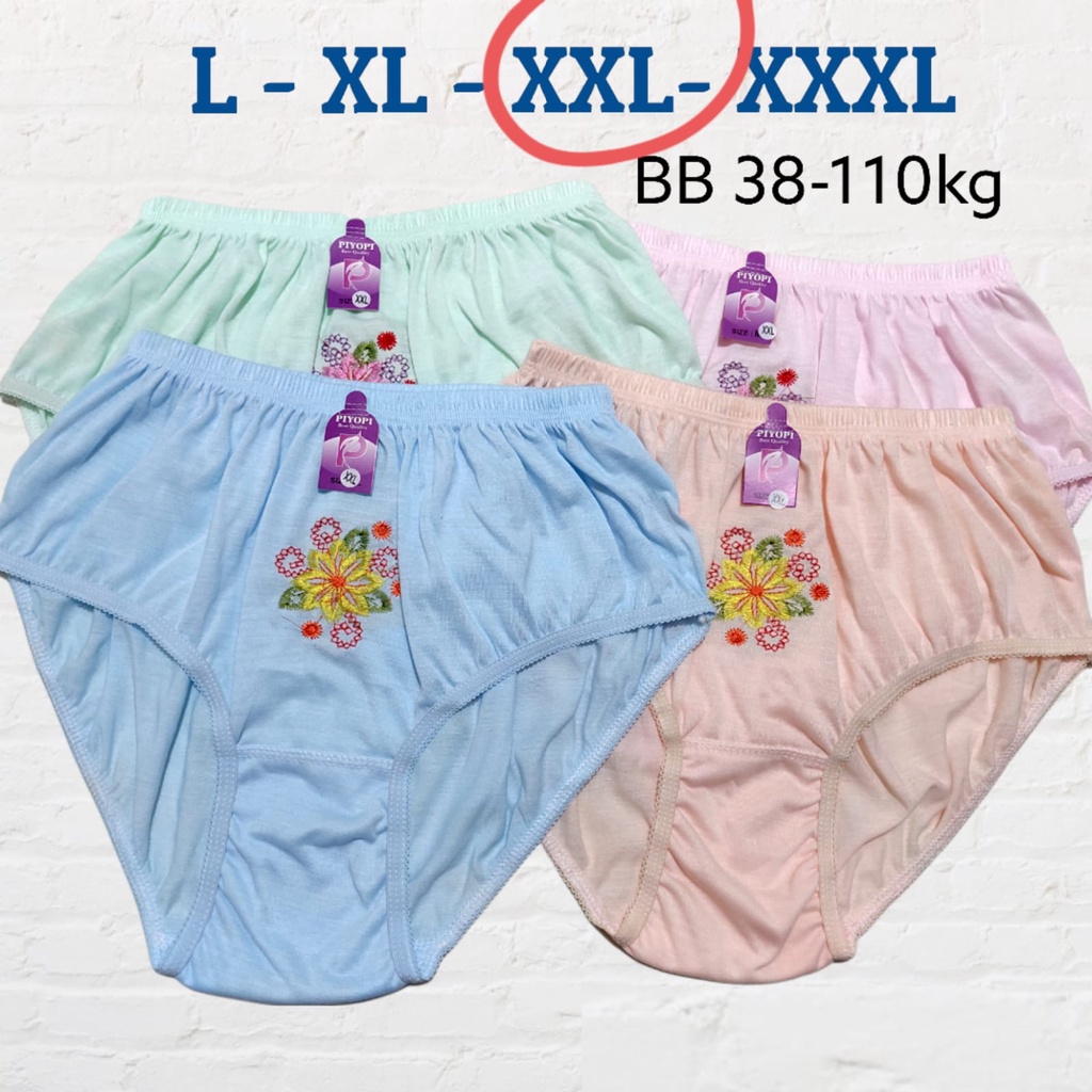 Celana Dalam Wanita Bordir Bunga JUMBO CD Wanita Polos Bordir CD Ibu  Hamil Ecer XXXL XXL XL L