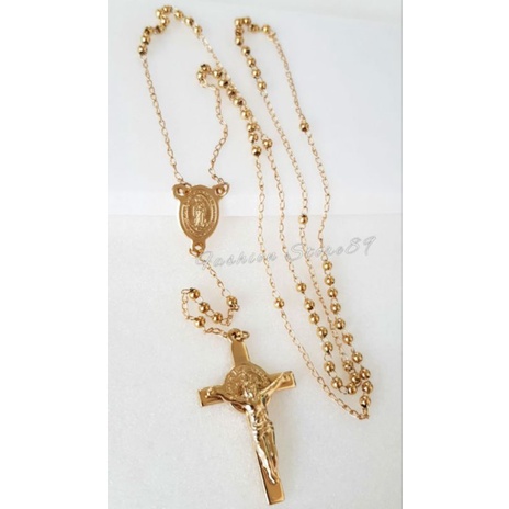 Kalung Rosario import titanium gold / kalung Rosario /kalung rohani / kalung rosario titanium TOG004