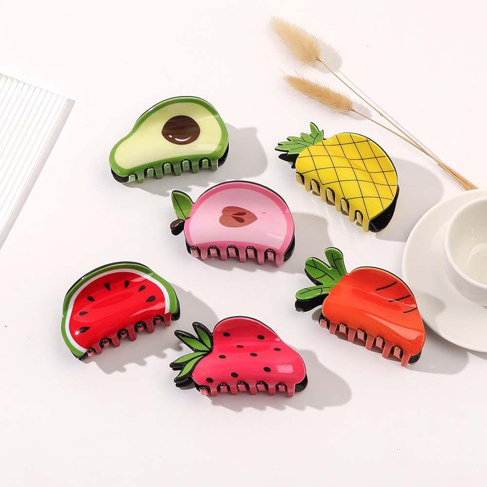 Needway Fruit Hair Claw Sweet Simple Watermelon Strawberry Summer Geometric Hair Claw Aksesoris Rambut Wanita