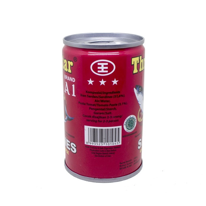 

sa2011aa Paket 6 Pcs Three Star Sarden Mini Saus Tomat Makanan Kaleng 155 G Xa20X1