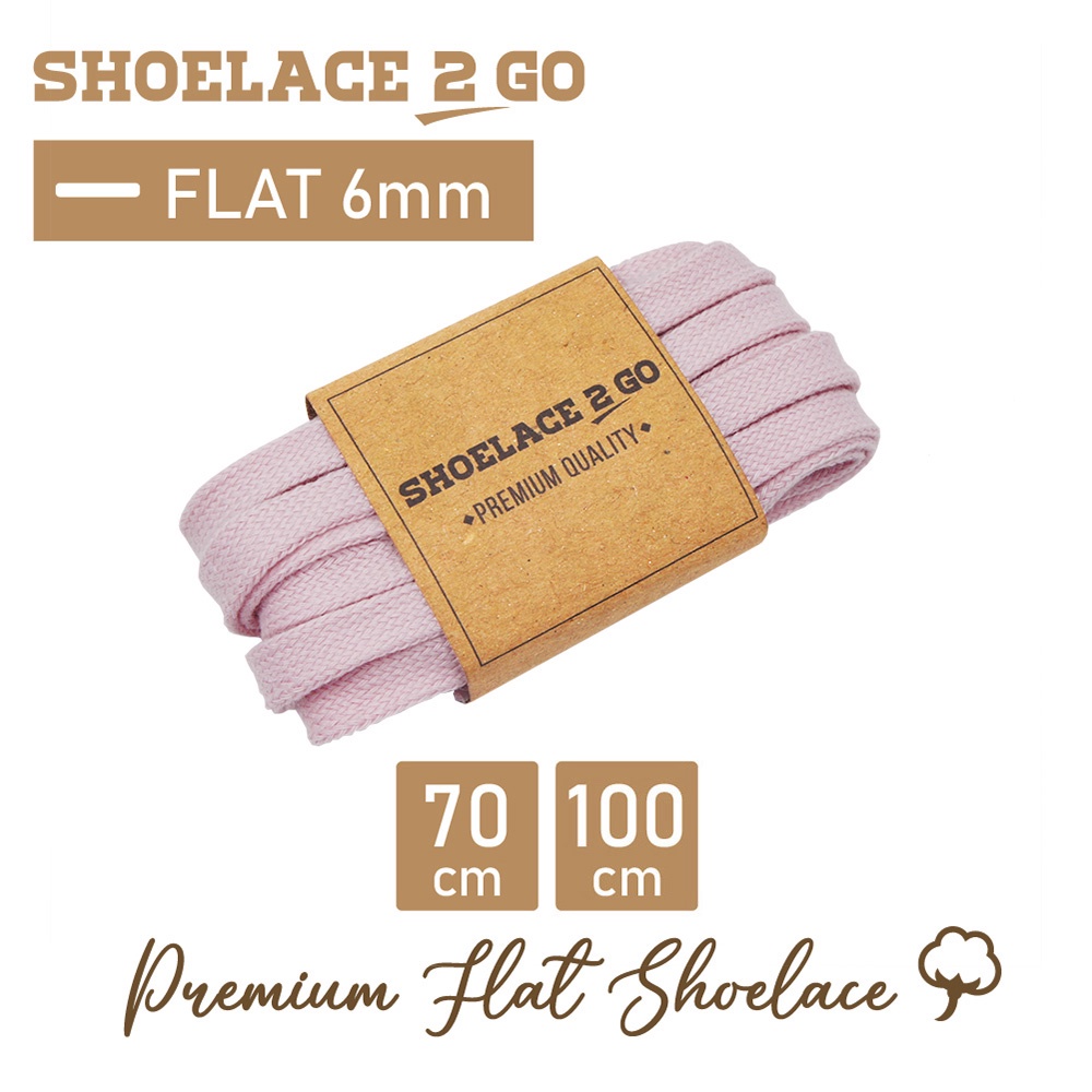 SHOELACE 2 GO PREMIUM TALI SEPATU GEPENG PIPIH FLAT G3 - PINK - 70CM 100CM