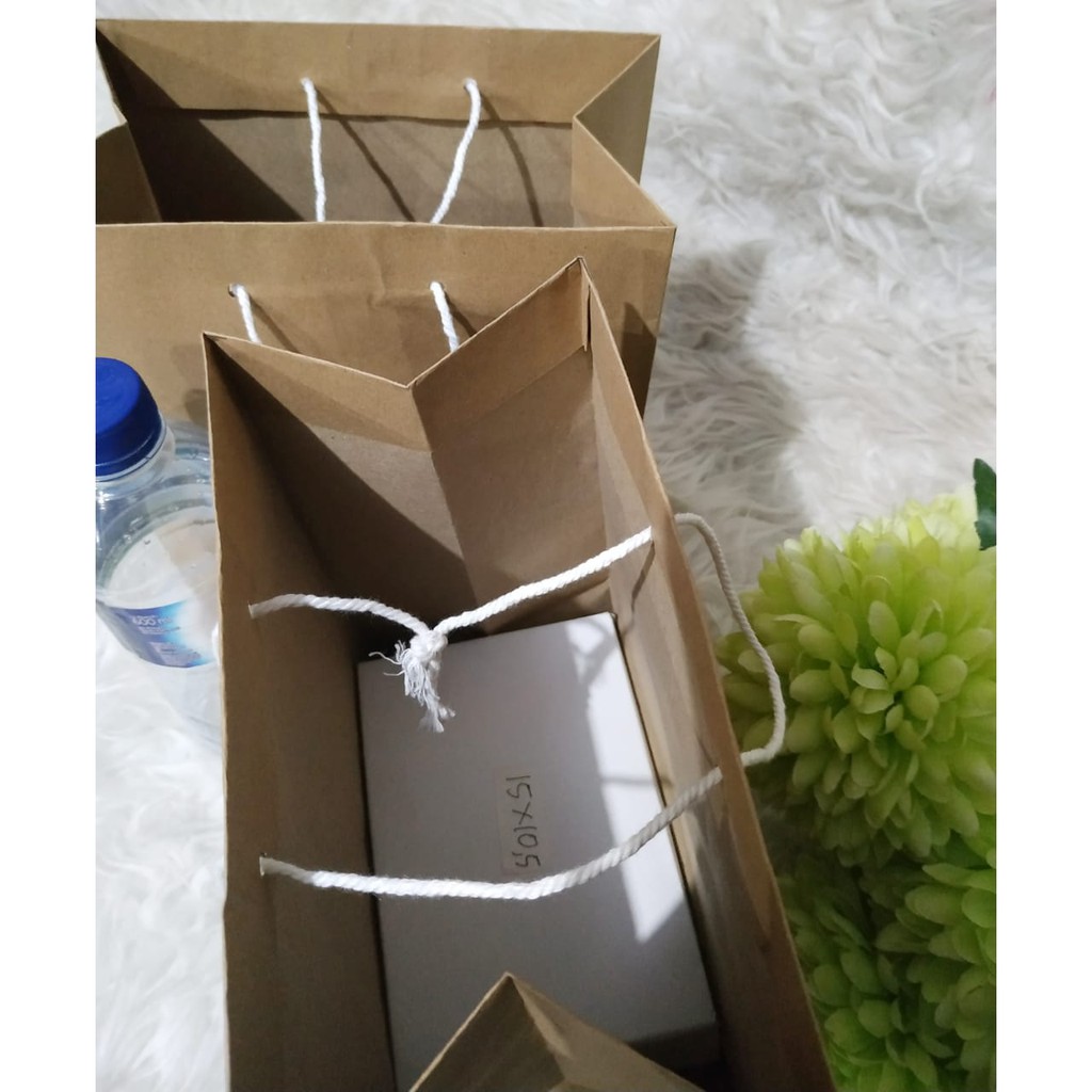 PAPER BAG uk M 19.5x12x25 Tas Kertas Polos Samson Craft Coklat Bingkisan Souvenir Ulang Tahun Anak Birthday PBM-2