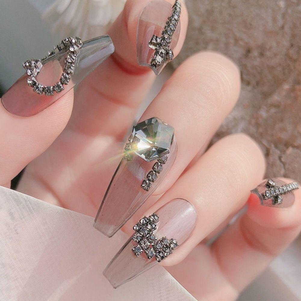 Agustina Nail Art Rhinestones Multi Bentuk Shiny Wanita Menunjuk Kembali Glitter DIY Craft Nail Charms