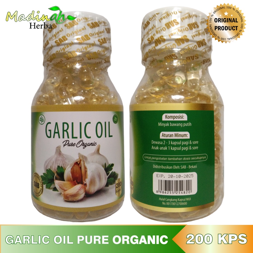 Garlic Oil isi 200 Kapsul / Pure Organic 100% / minyak bawang putih