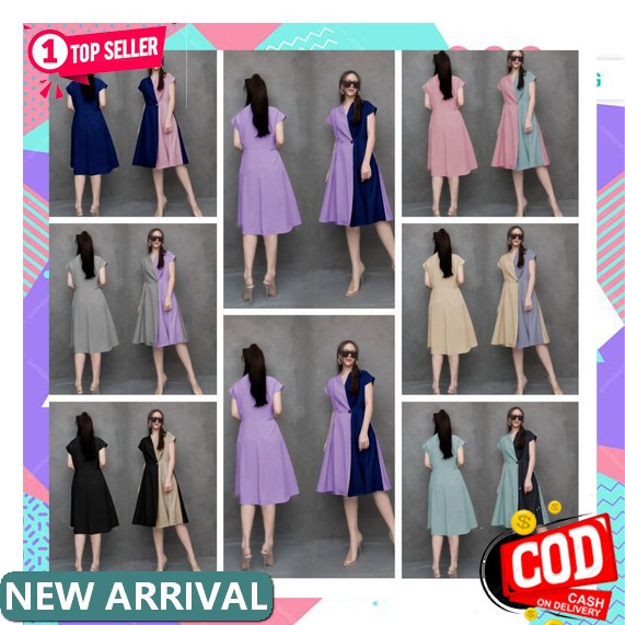 Zaza_Fashion Dress Wanita Terbaru 2022 Import Real Pict / Dress Wanita Korean Style Ferinda Dres Mau