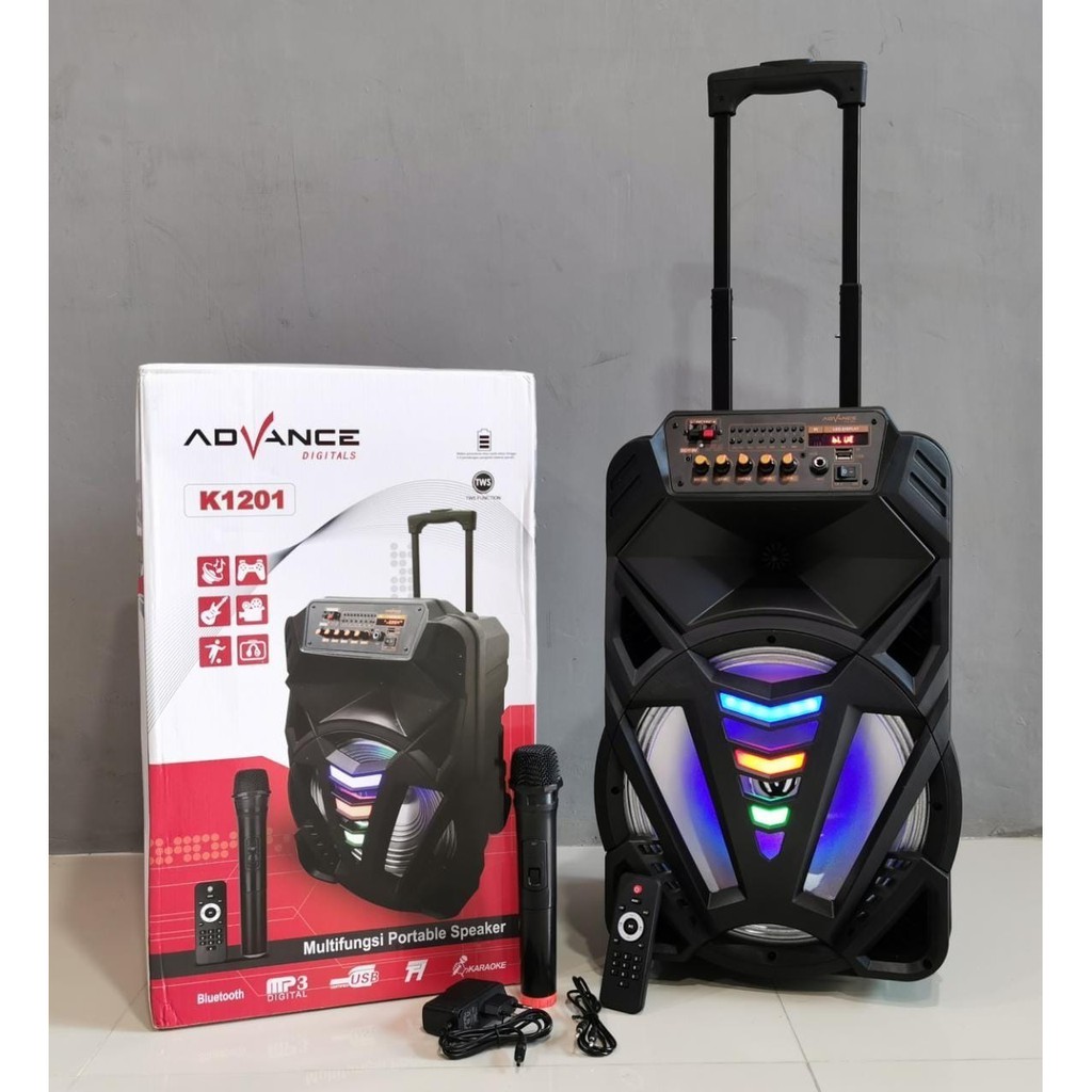 Speaker Aktif Portable Bluetooth Advance K1201 Mic Wireless & Remote