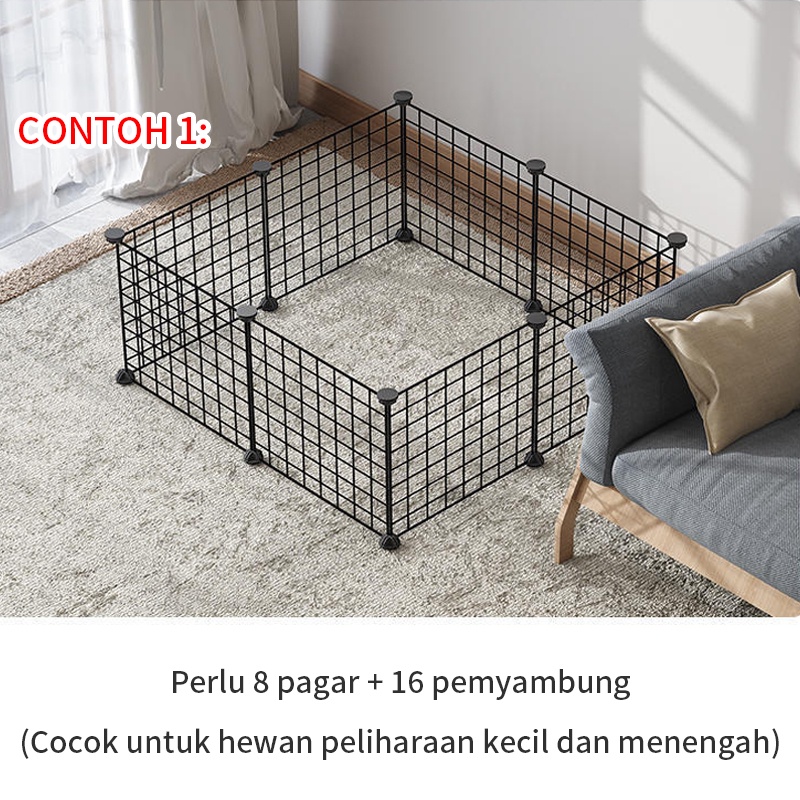 Kandang Hewan Peliharaan / Kandang Anjing / Kandang Kucing / Kandang Hamster Burung Pagar Besi DIY-1