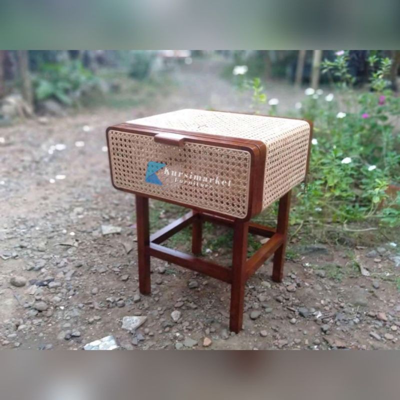 laci rottan kayu jati nakas rotan termurah furniture asli jepara