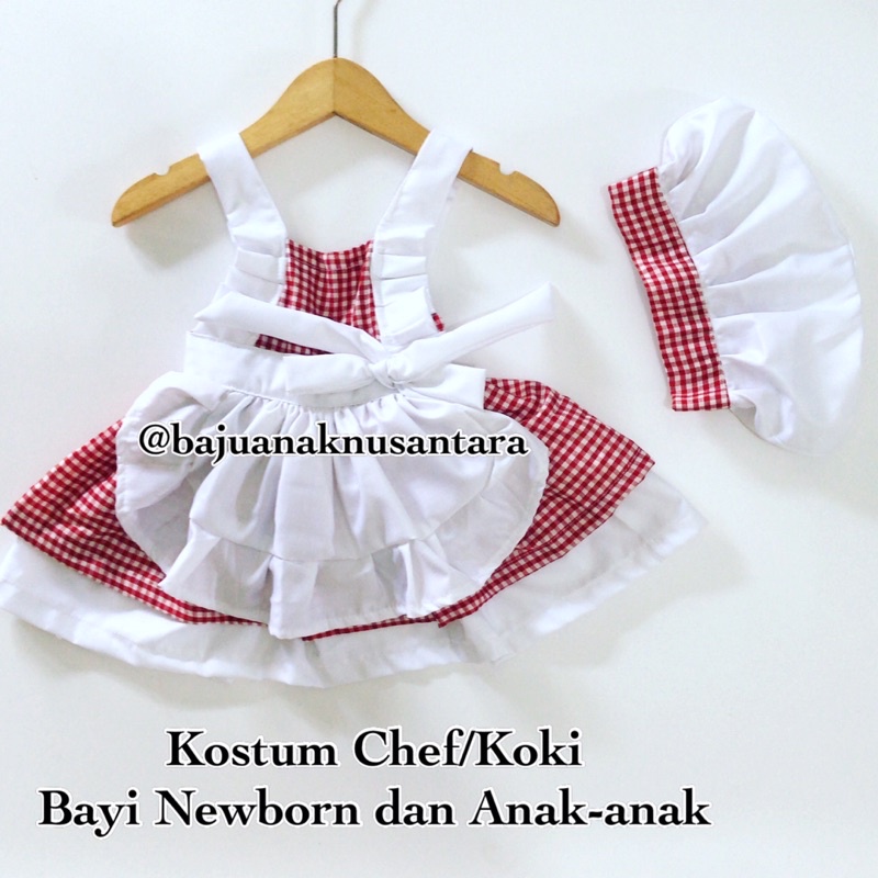 BAJU CHEF BAYI NEWBORN DAN ANAK-ANAK CEWEK/KOSTUM FOTO CHEF BAYI NEWBORN/KOSTUM FOTO KOKI BAYI