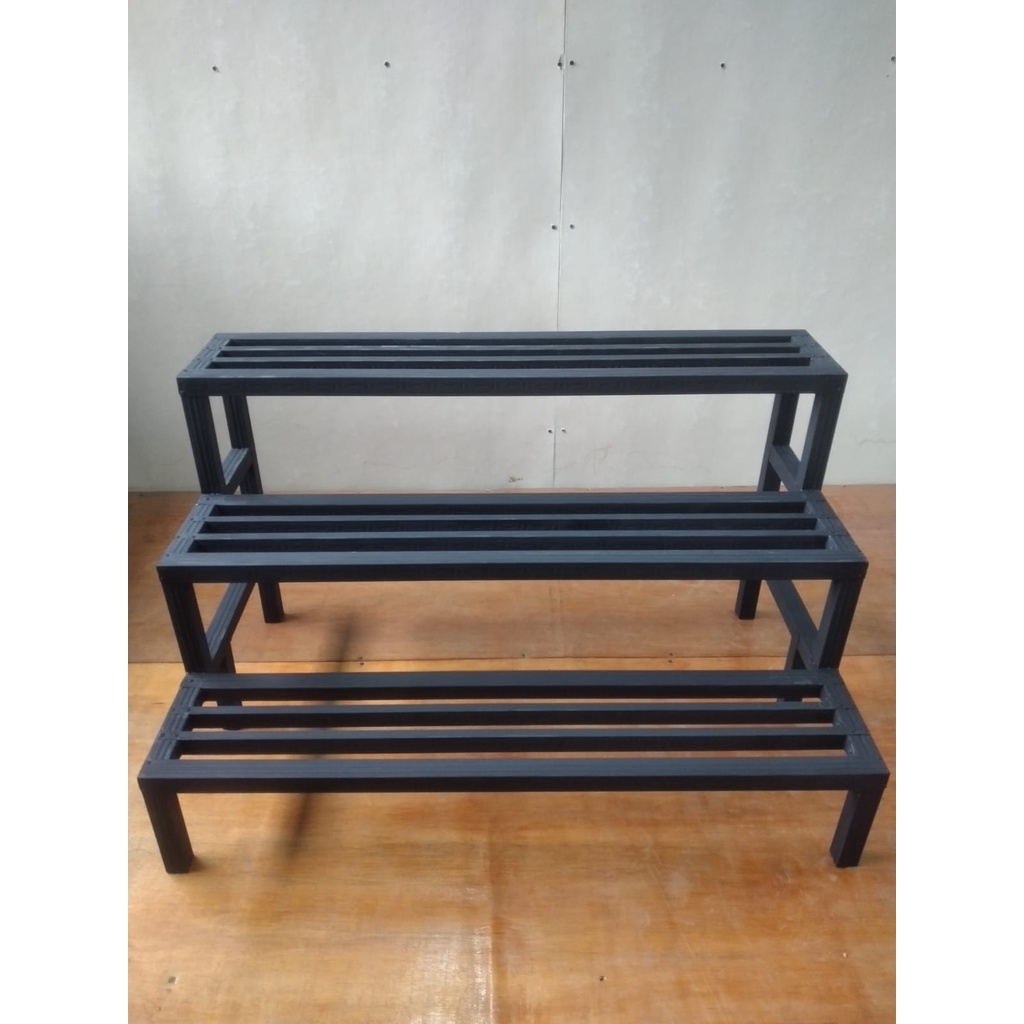 3 TINGKAT WARNA HITAM 1 METER/Rak Susun Pot Bunga Baja Ringan/Rak Pot Bunga/Rak Serbaguna/Rak Pot Ta