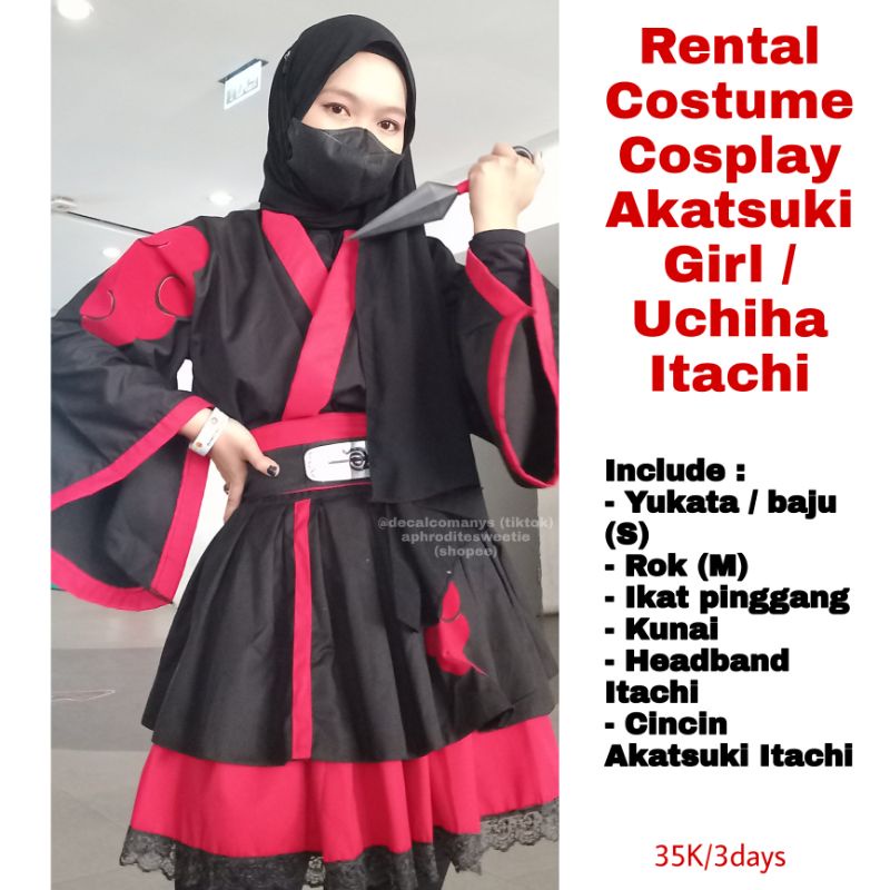 RENTAL AKATSUKI DRESS YUKATA ROK GIRL COSPLAY ITACHI UCHIHA