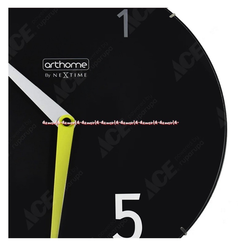 Arthome Nextime Black Wall Clock 35cm Jam Dinding Bulat Angka Besar 35cm Dome Hitam Art Home