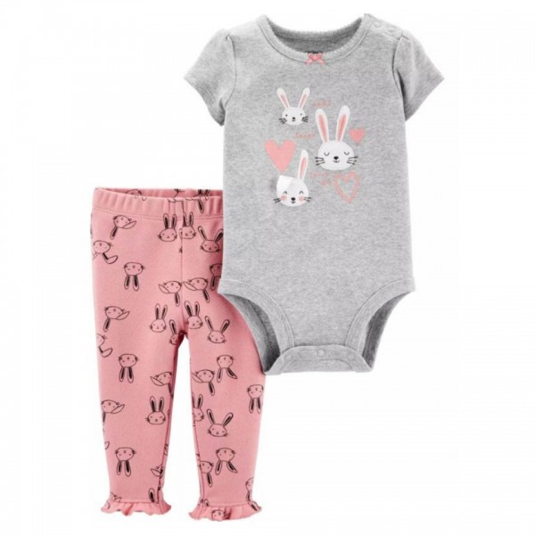 Baju Bayi Cewek Gambar Kelinci Setelan Romper Celana Motif Rabbit