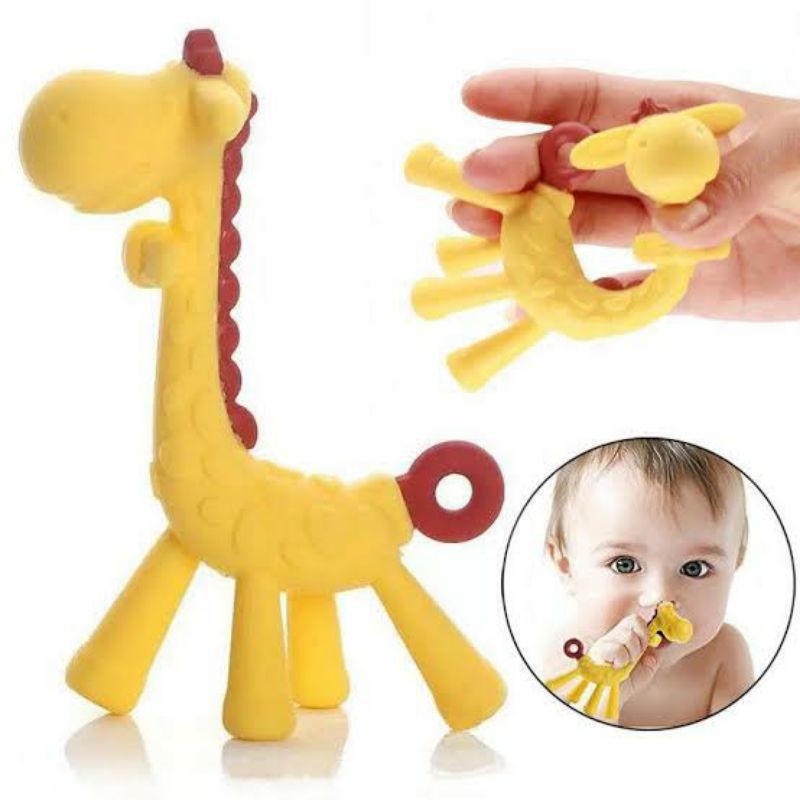 Teether Jerapah Giraffe Mainan Gigitan Bayi Bentuk Jerapah