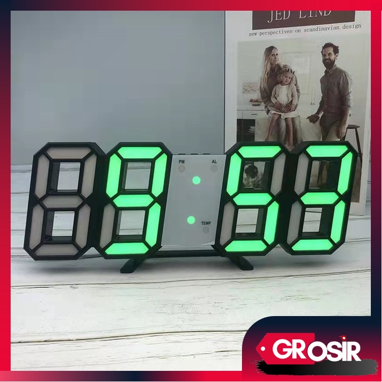 Grosir - J981 LED 3D Clock / Jam Dinding Digital / Jam LED Meja / Jam Alarm / Jam Dekorasi / Jam Unik