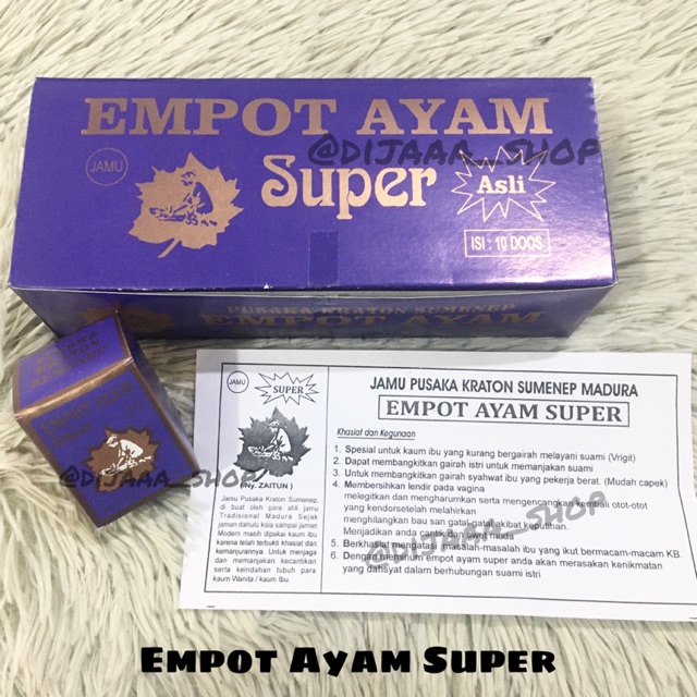 

Empot Ayam Super Ny.Zaitun (1 Dus - isi 10 botol)