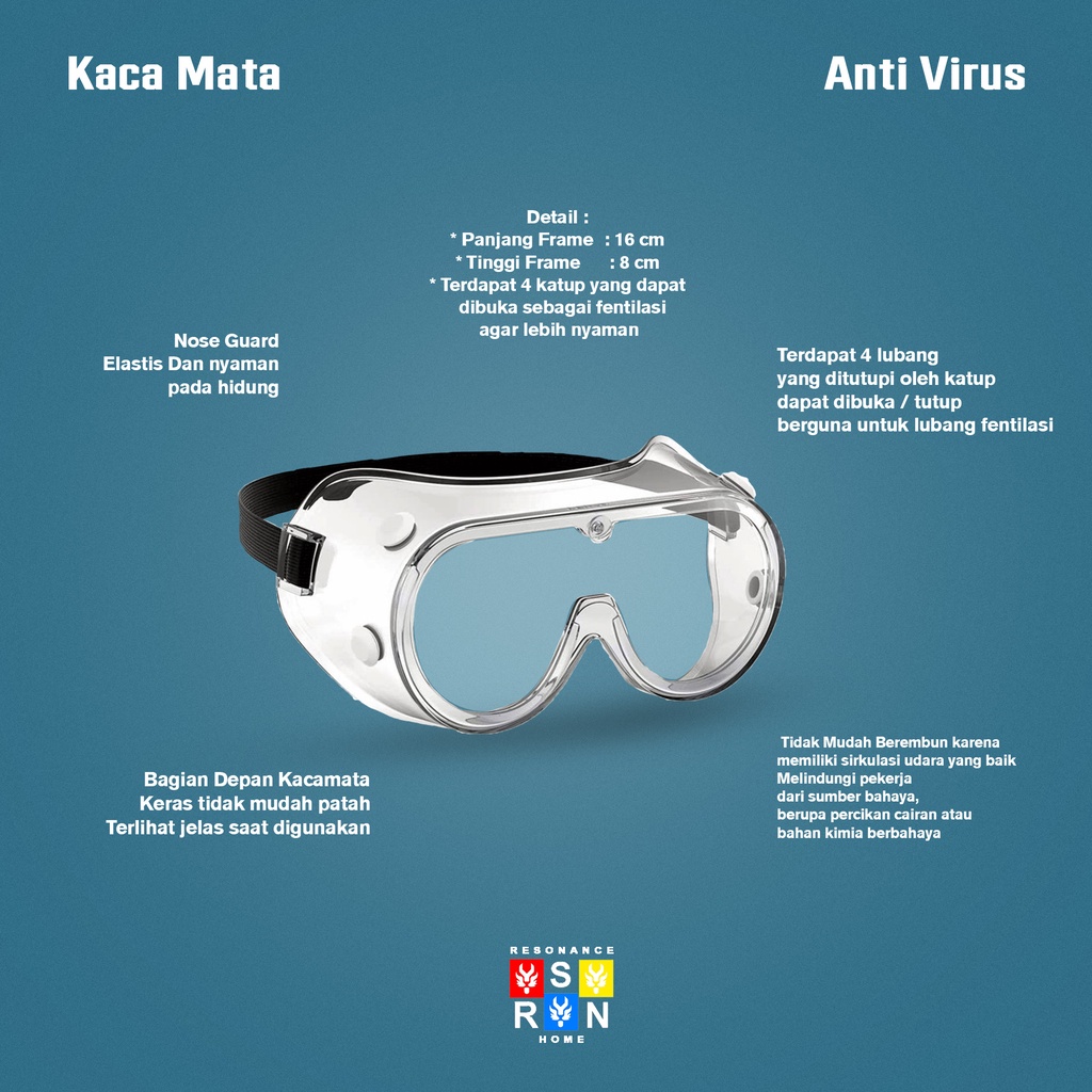 Kacamata Anti-Virus Transparan | Kacamata Safety Glass | Safety Goggle